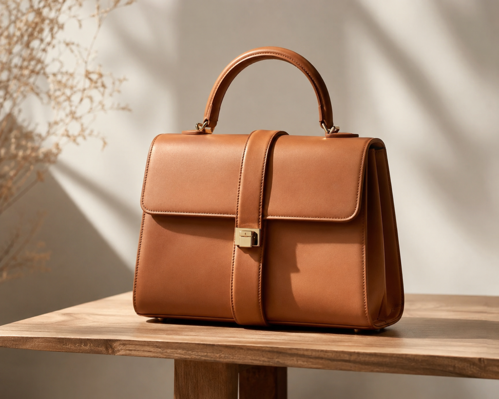Structured leather handbag on display representing long-term cost-per-wear value for handbags for girls