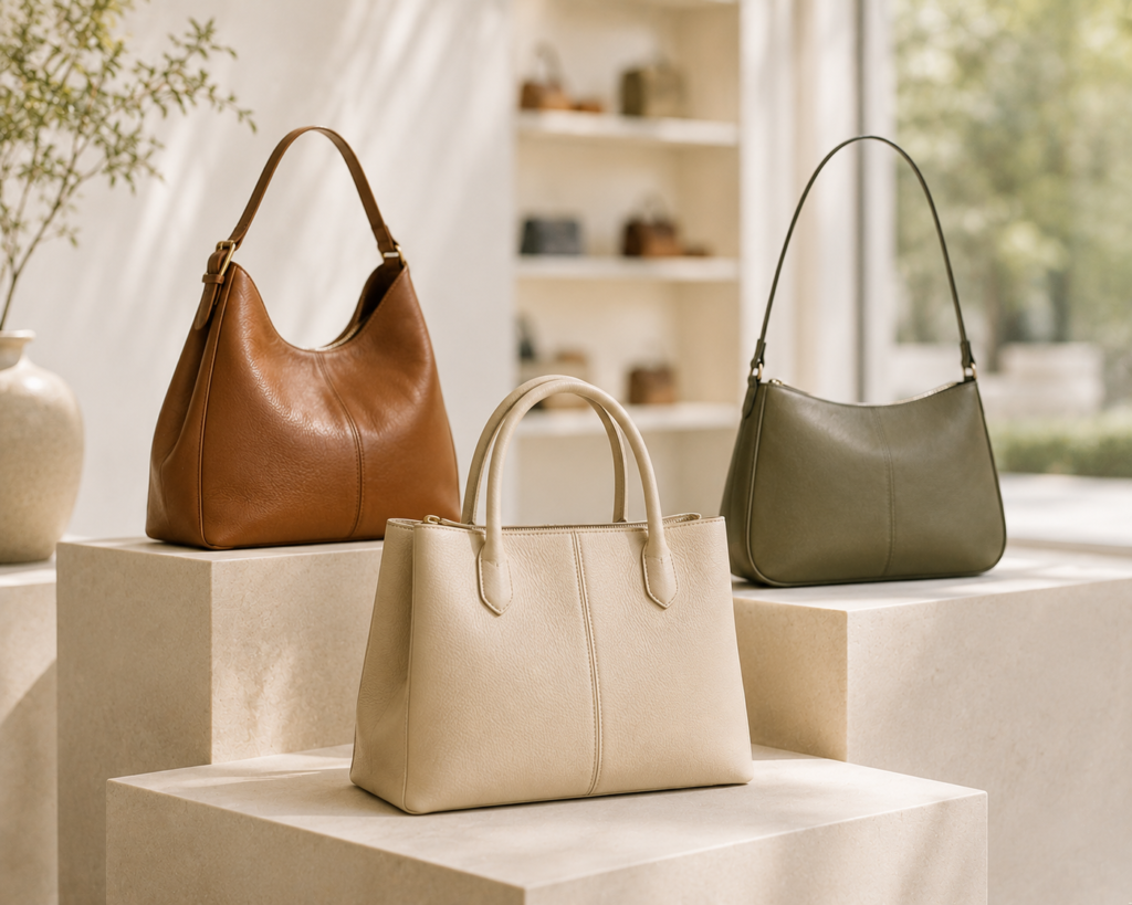 Genuine leather handbags from brands that eliminated animal cruelty in sourcing practices