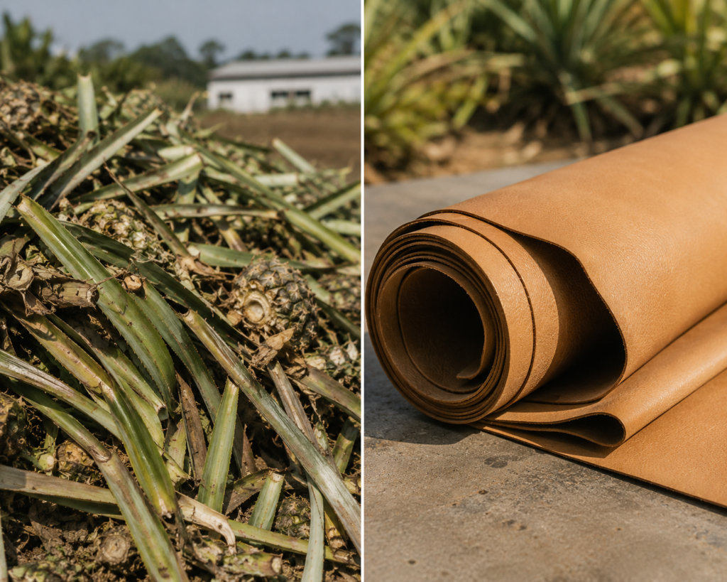 Pineapple leaf agricultural waste transformed into vegan leather material